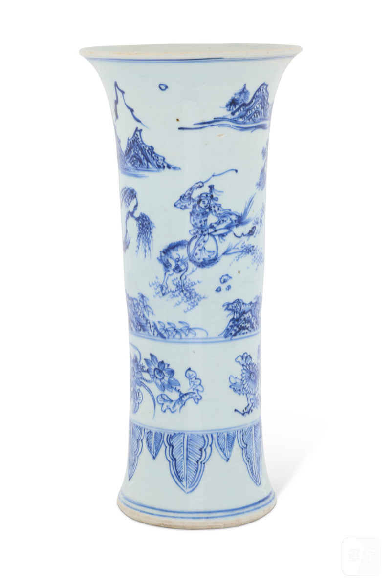 GRAND VASE CORNET EN PORCELAINE BLEU BLANC  CHINE, ÉPOQUE TRANSITION, XVIIE SIÈCLE - 图2